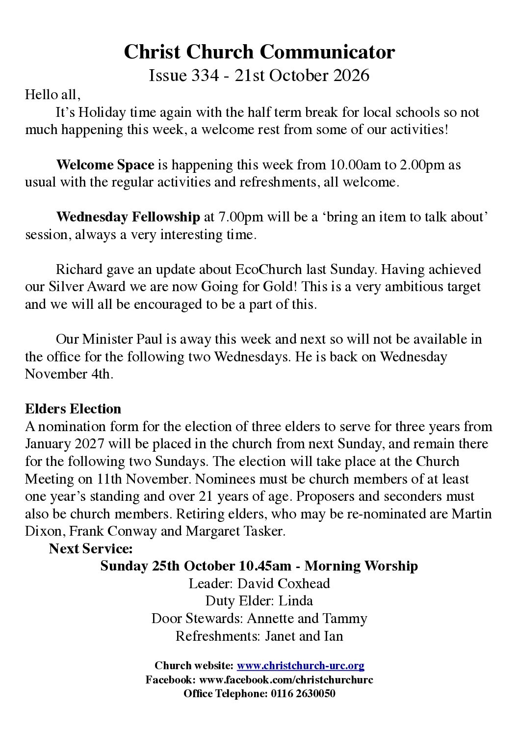 Issue 334 - 21st October 2026
